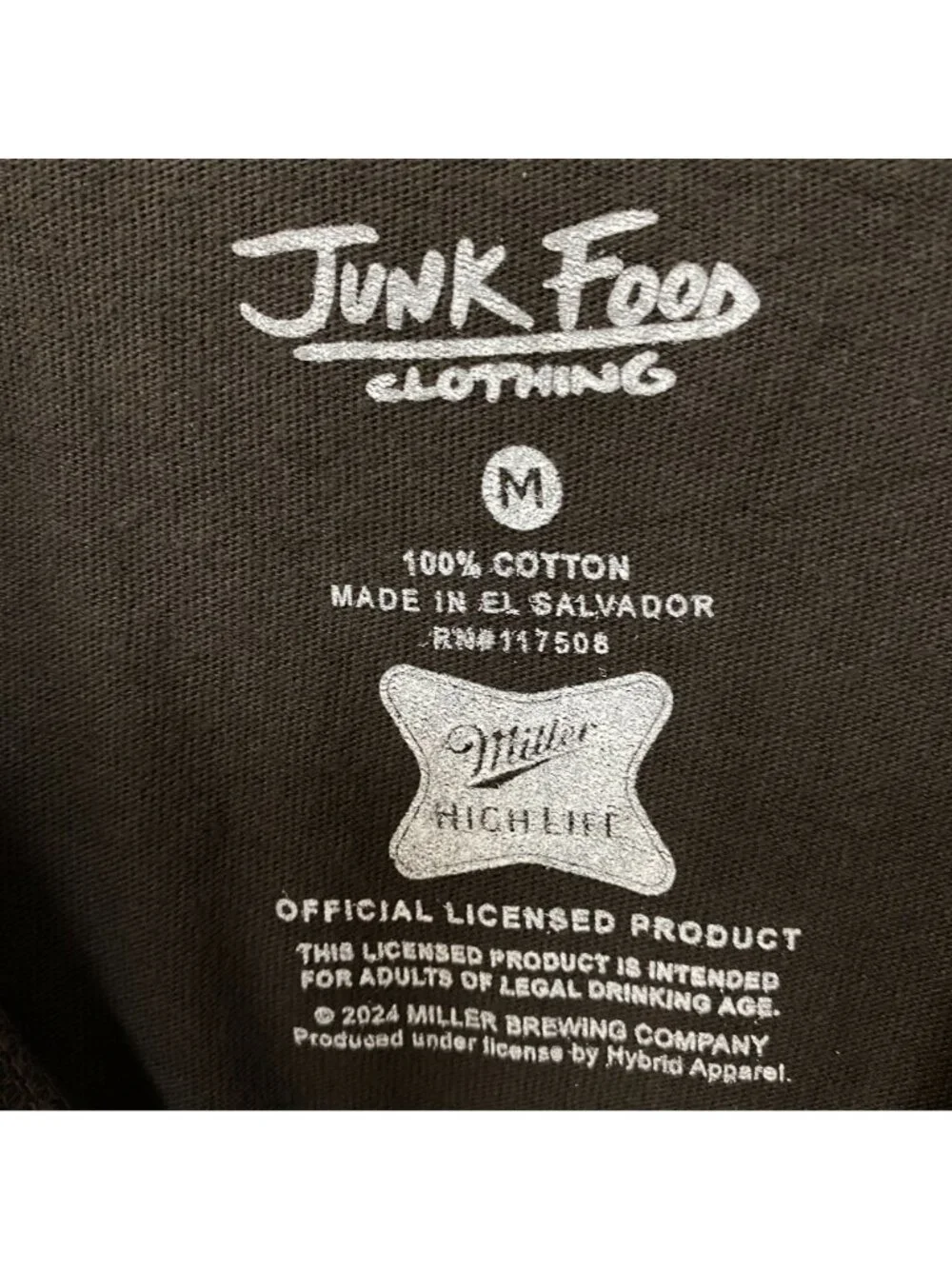 Junk Food Clothing Miller High Life Vintage Style Graphic T-Shirt Medium